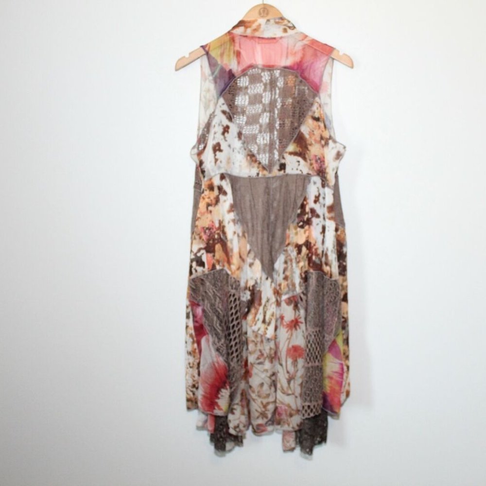 Soft Surroundings Sheer Crochet Adriana Open Vest Brown Women's Size OS H12785 - Picture 7 of 11